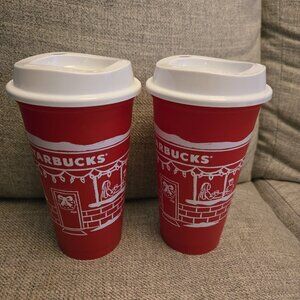 Two (2) Starbucks 2025 RED Cup Holiday Tumblers